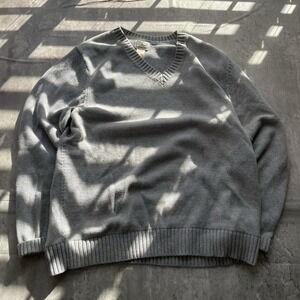 LL Bean Sweater Men's L Grey Cotton Cashmere Blend V Neck Long Sleeve 274603